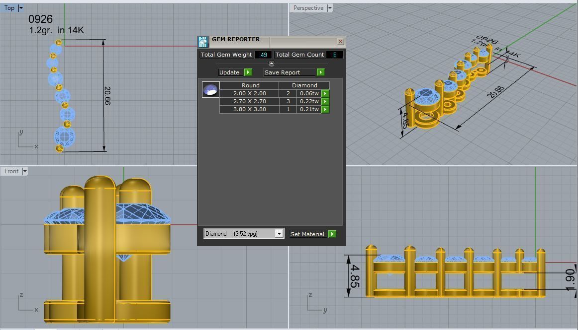 Row Diamond Pendant 0926 3D print model_4