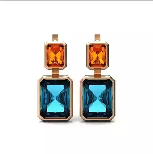 Trendy geometric dangle earrings with large stone 414 3D print model