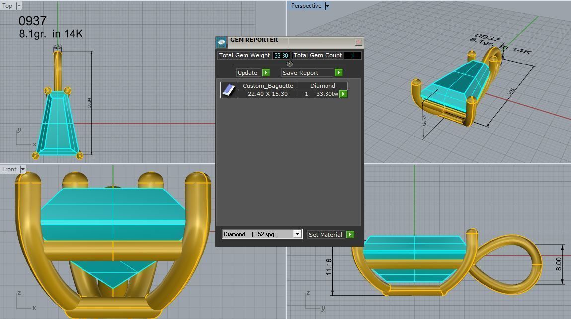 Taper Baguette Pendant 0937 3D print model_4