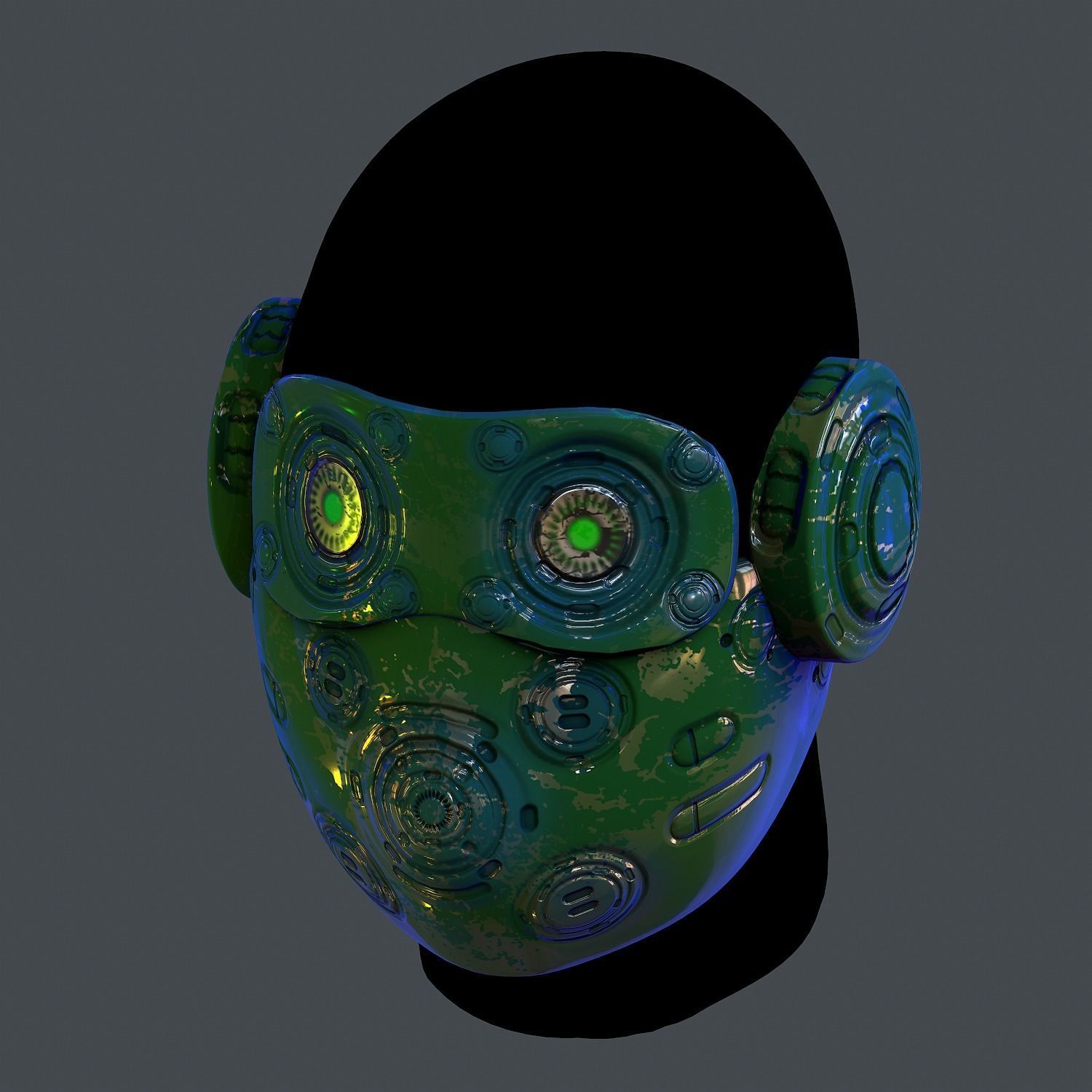 Gas mask helmet scifi Low-poly character art game space Low-poly Low-poly 3D model_2
