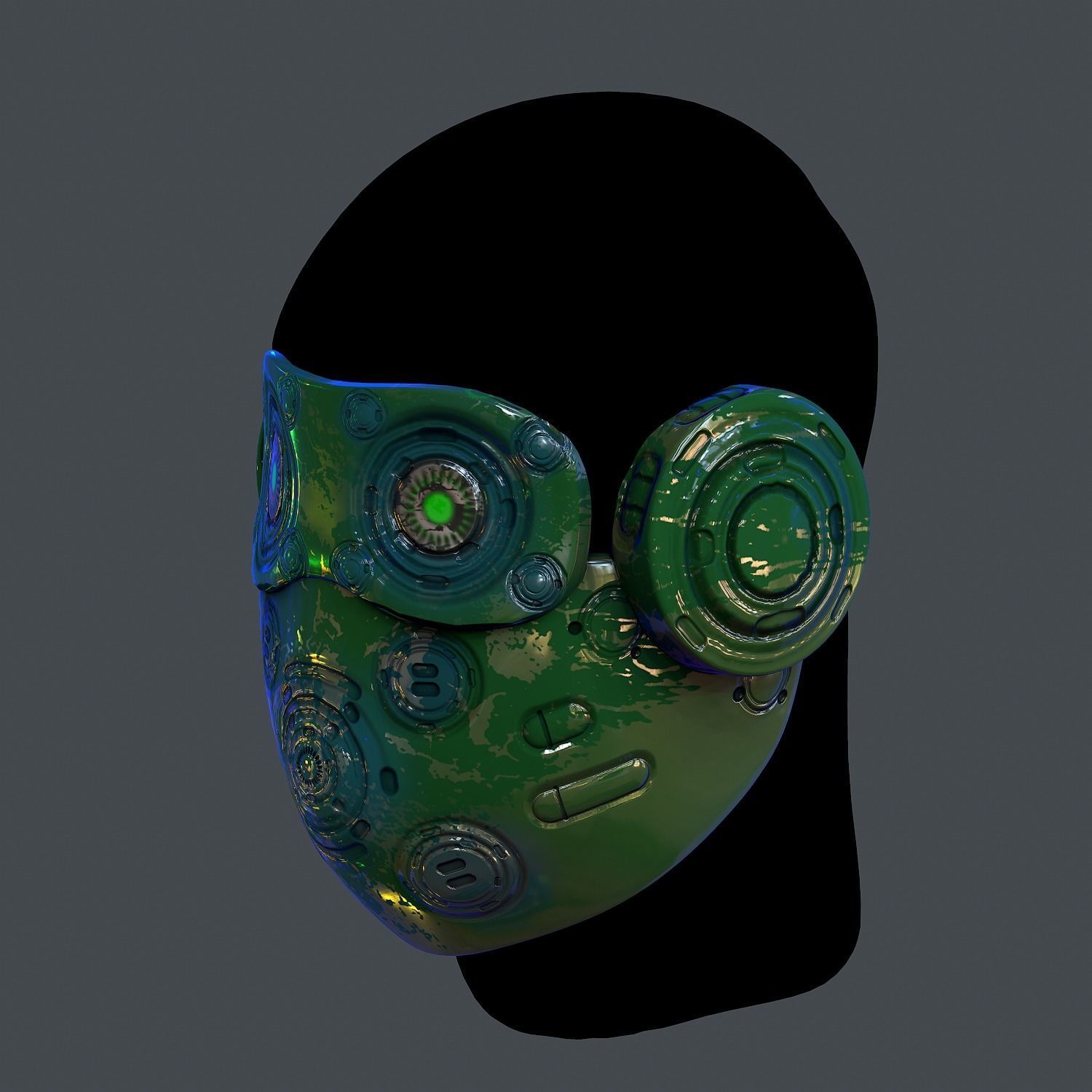 Gas mask helmet scifi Low-poly character art game space Low-poly Low-poly 3D model_3