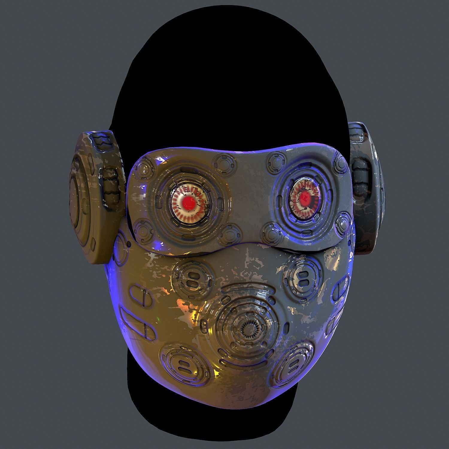 Gas mask helmet scifi Low-poly character art game space  Low-poly 3D model_1