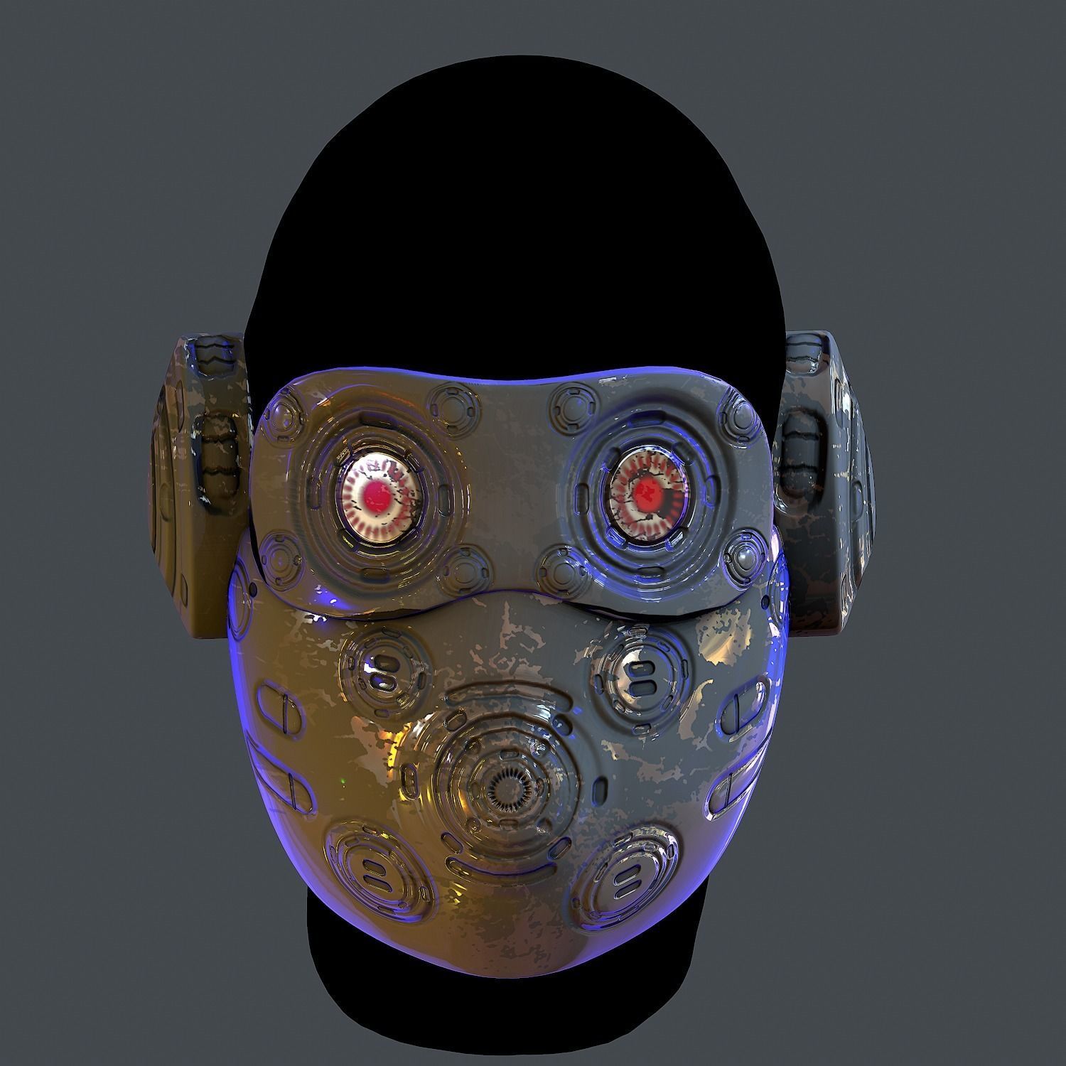 Gas mask helmet scifi Low-poly character art game space  Low-poly 3D model_5
