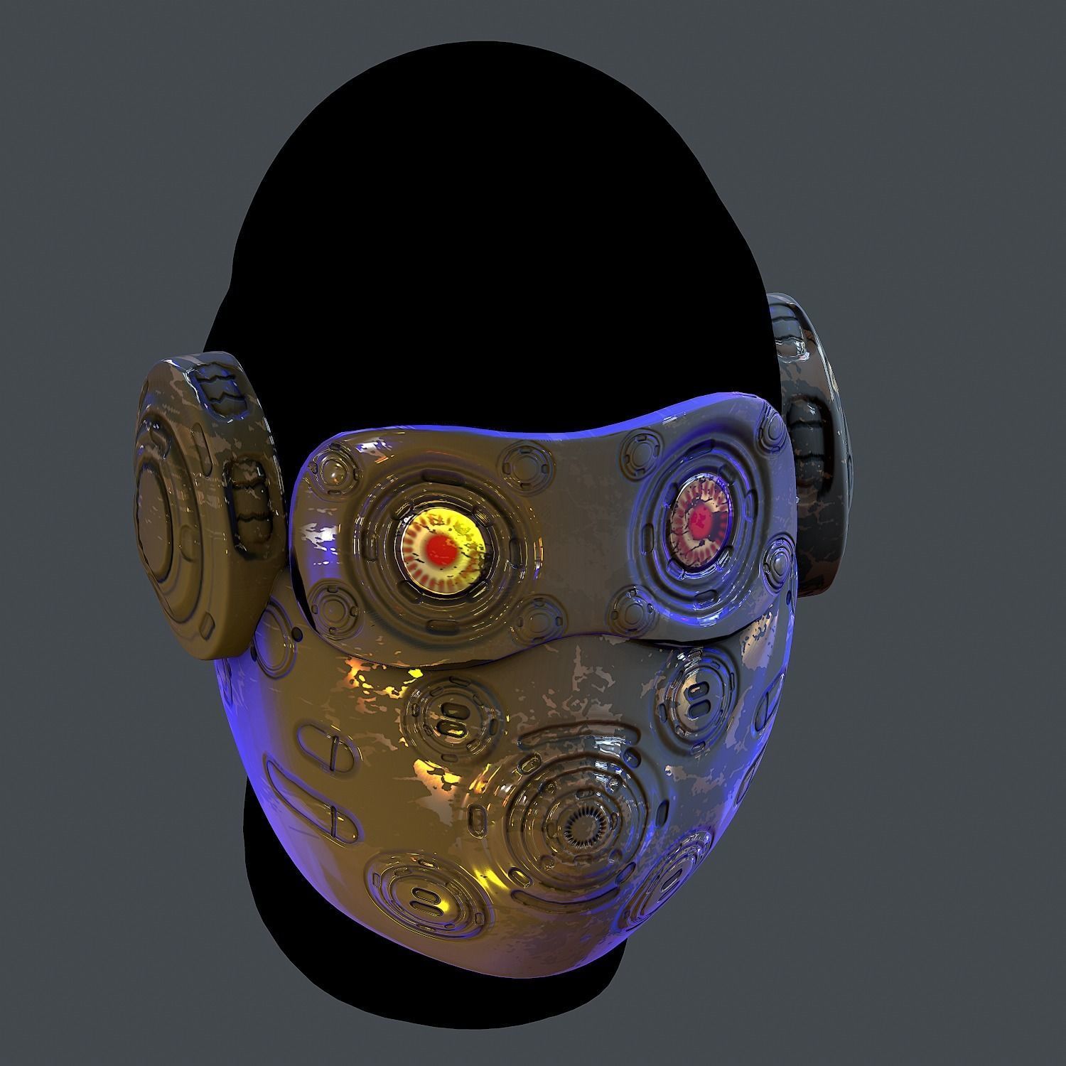 Gas mask helmet scifi Low-poly character art game space  Low-poly 3D model_4