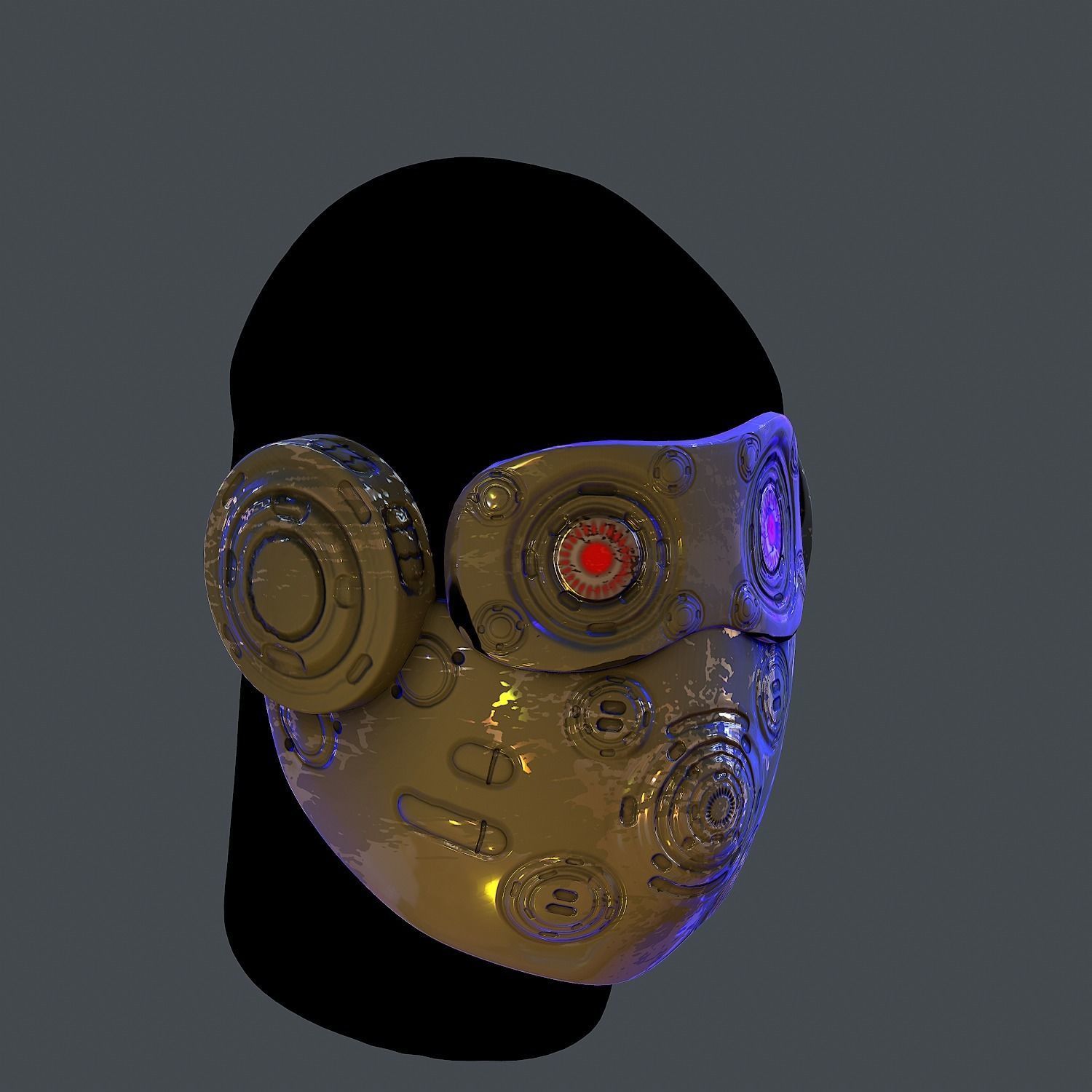 Gas mask helmet scifi Low-poly character art game space  Low-poly 3D model_3