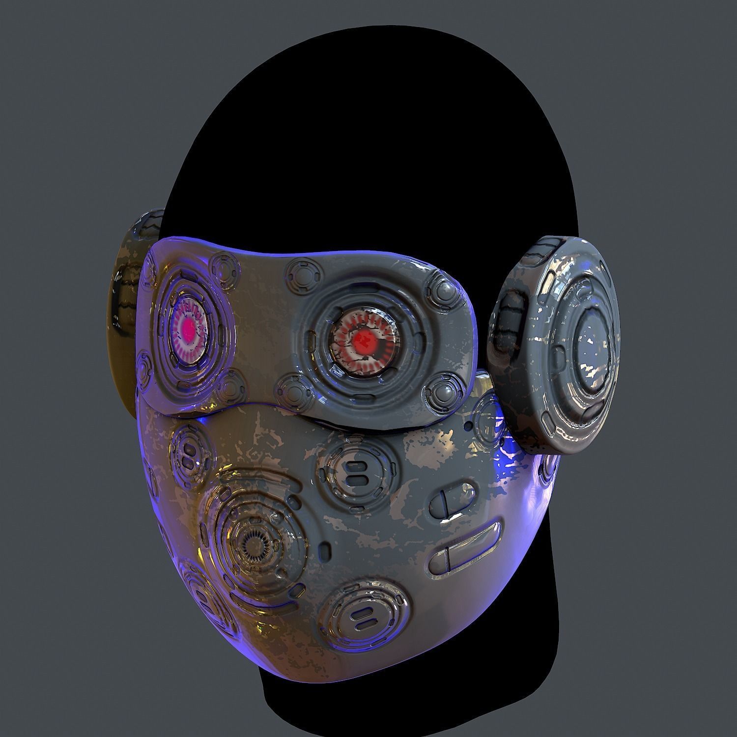 Gas mask helmet scifi Low-poly character art game space  Low-poly 3D model_2
