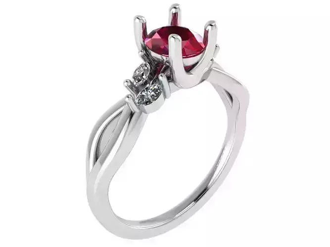 Twisted Ruby Ring 0941