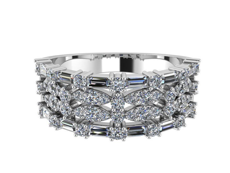 4 Row Diamond Ring 593 3D print model_1