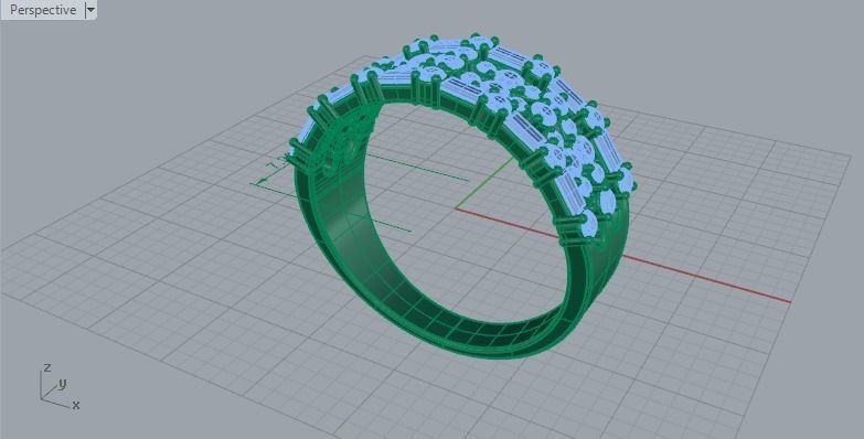 4 Row Diamond Ring 593 3D print model_6