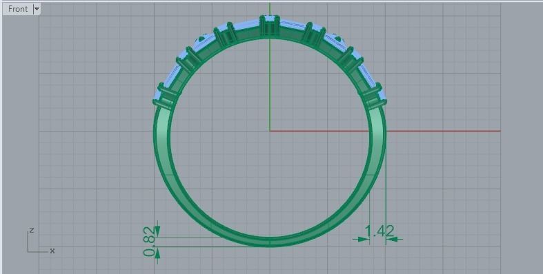4 Row Diamond Ring 593 3D print model_5