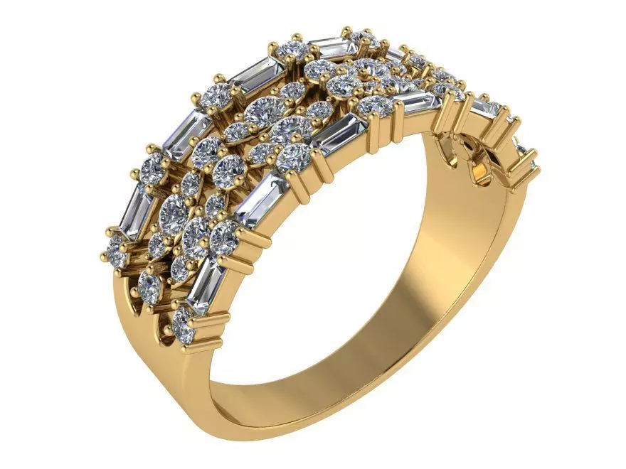 4 Row Diamond Ring 593 3D print model_0
