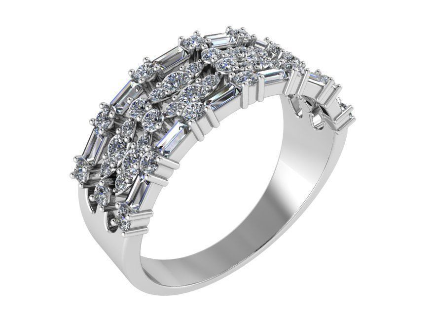 4 Row Diamond Ring 593 3D print model_3