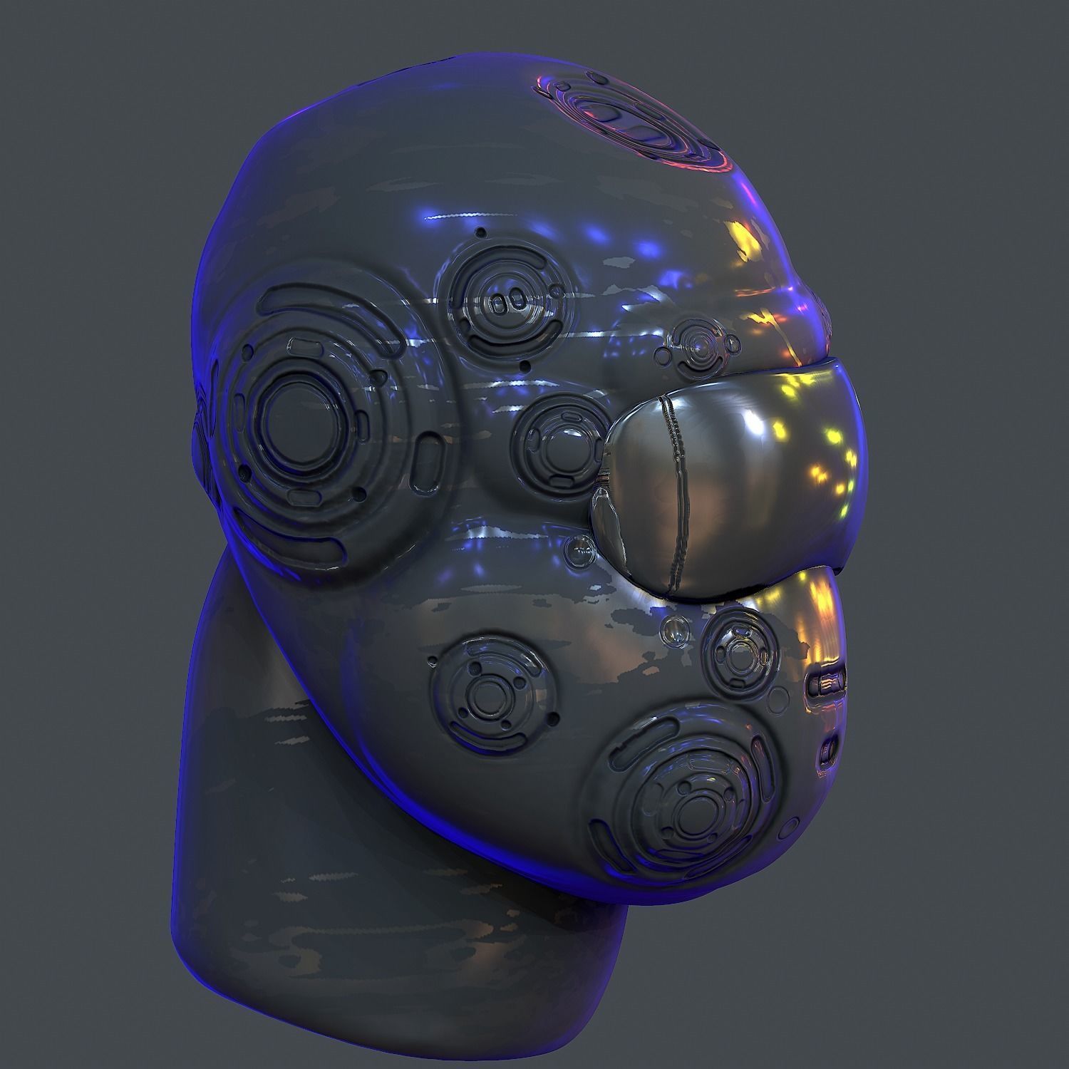 Gas mask helmet scifi Low-poly character art game space Low-poly Low-poly 3D model_5