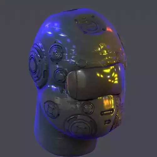 Gas mask helmet scifi Low-poly character art game space Low-poly