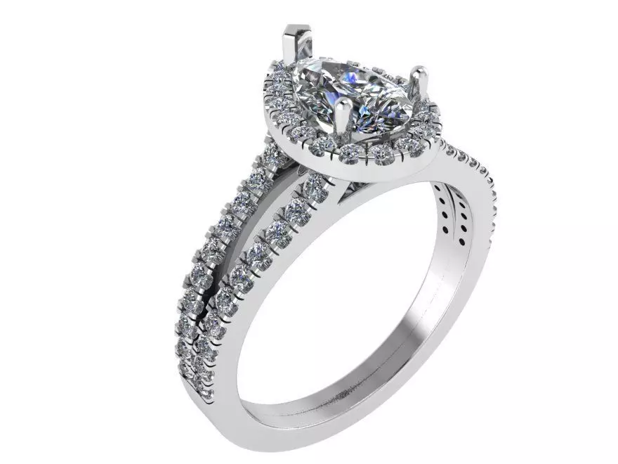 Pear Halo Ring 0944 3D print model