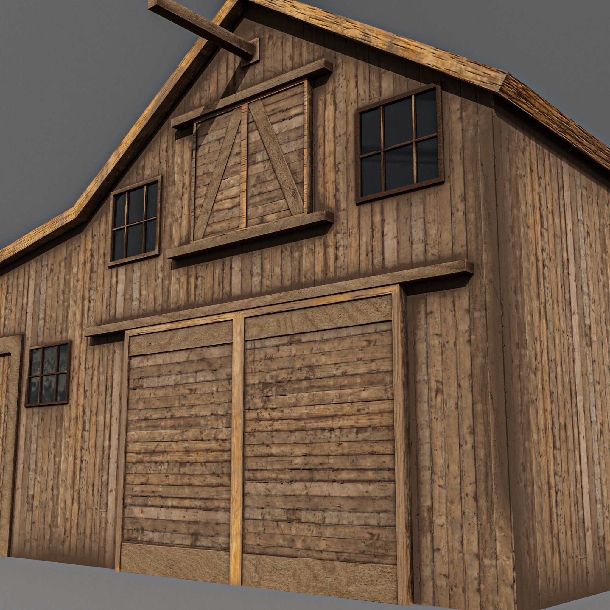 Western stable Low-poly 3D model_2
