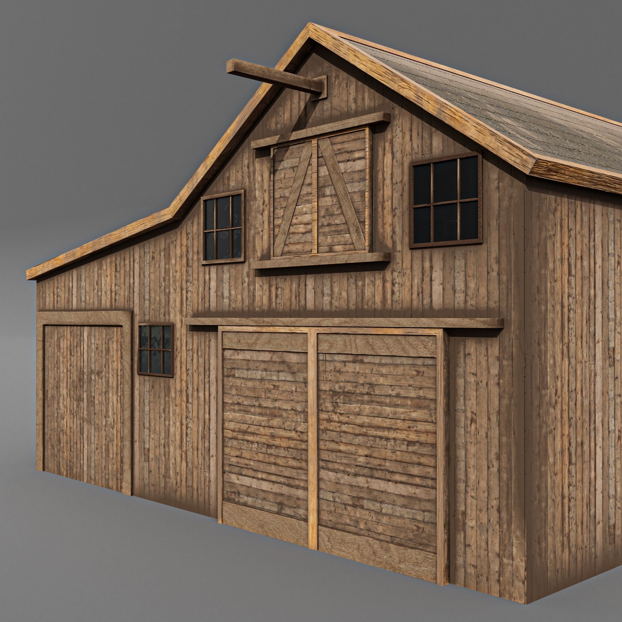 Western stable Low-poly 3D model_7