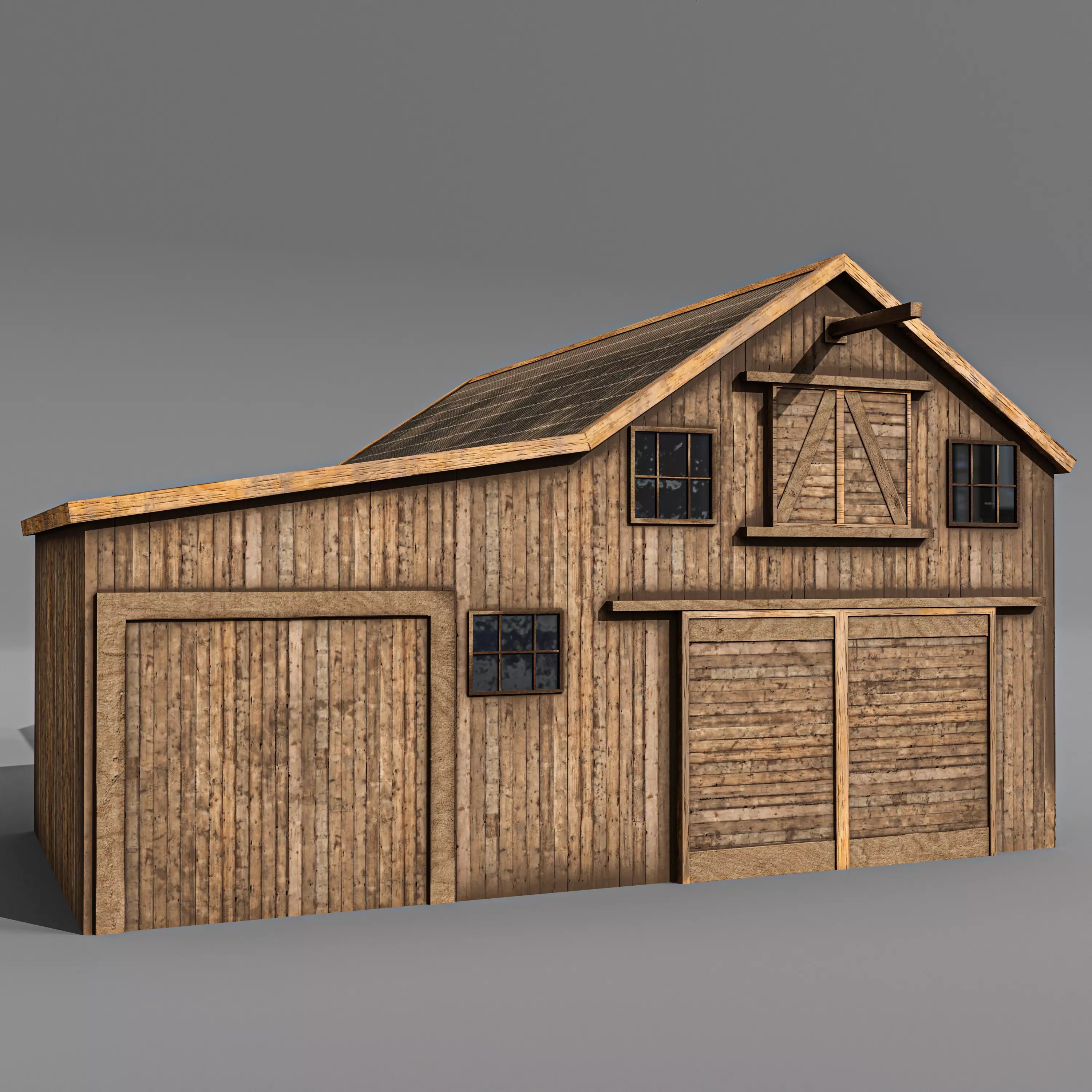 Western stable Low-poly 3D model_0