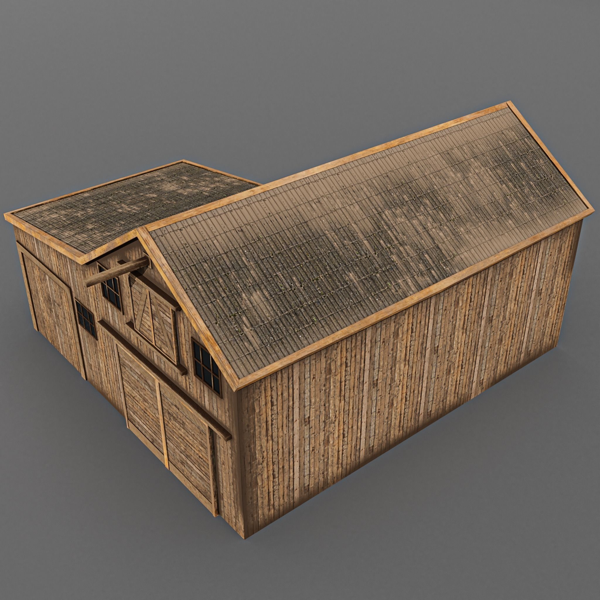 Western stable Low-poly 3D model_5