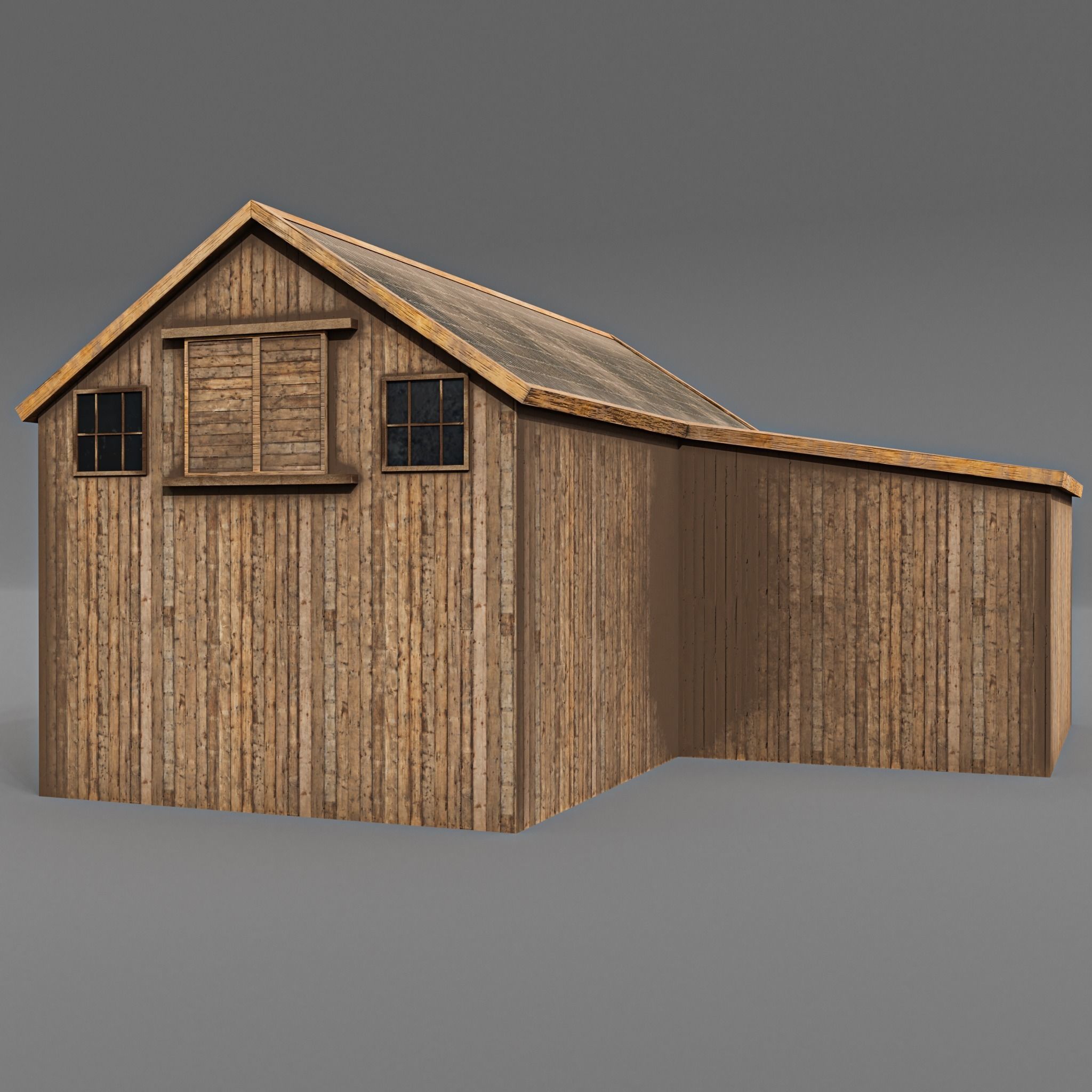 Western stable Low-poly 3D model_8