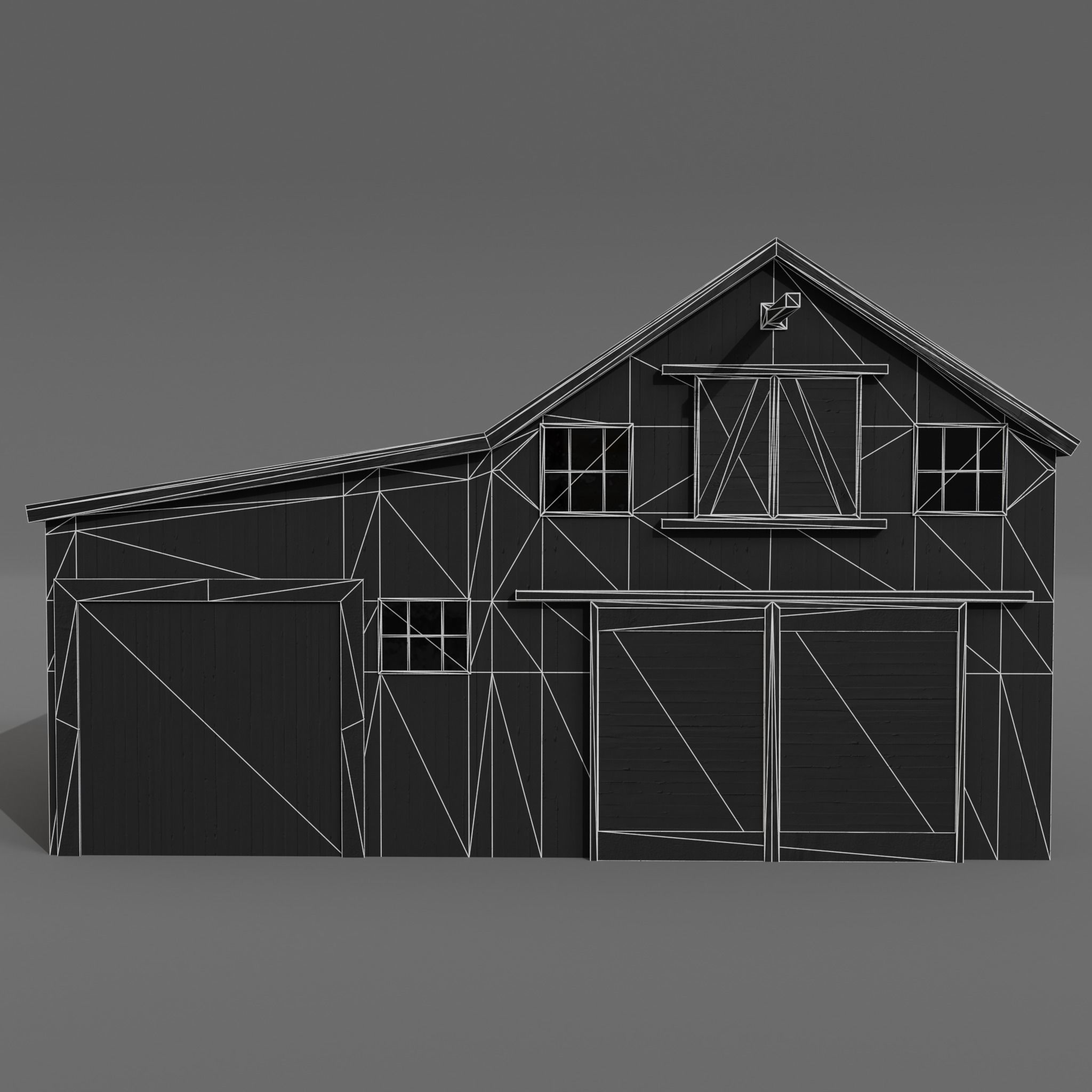Western stable Low-poly 3D model_9