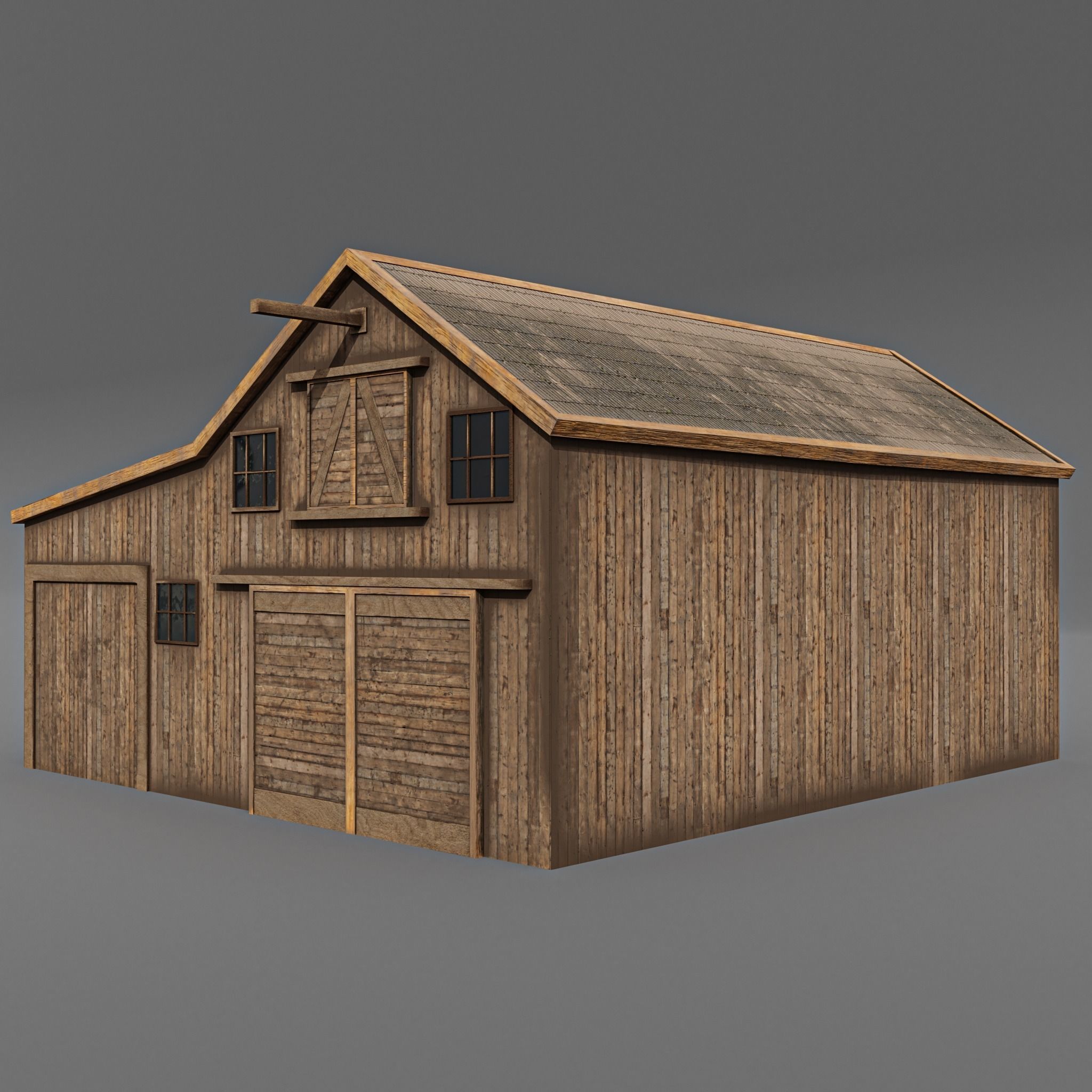 Western stable Low-poly 3D model_1