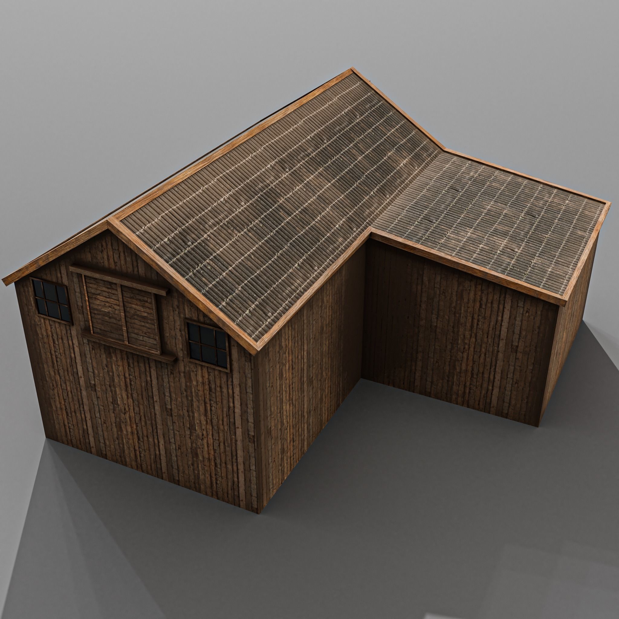 Western stable Low-poly 3D model_6