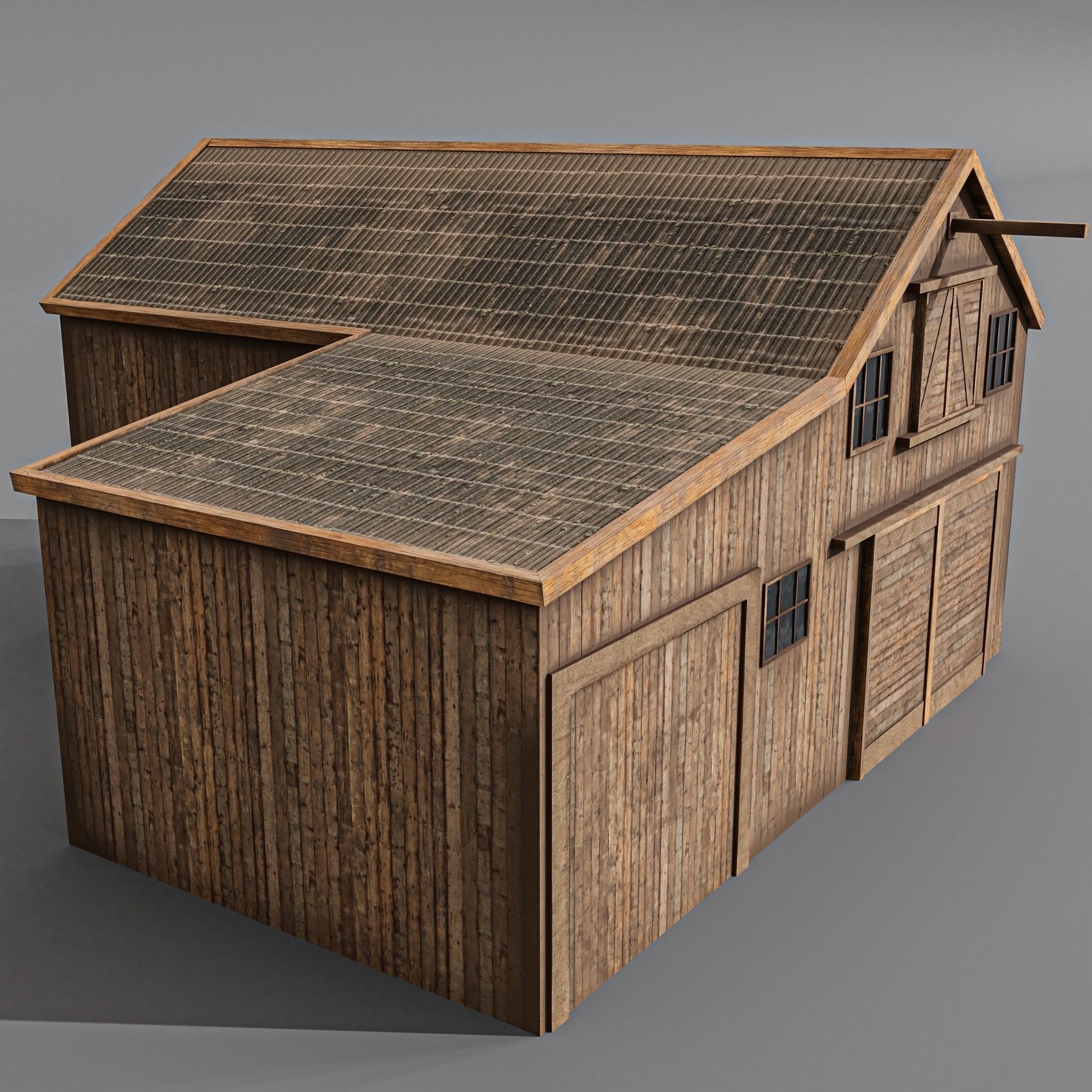 Western stable Low-poly 3D model_3