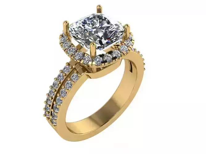 Cushion cut Diamond Halo Ring 594