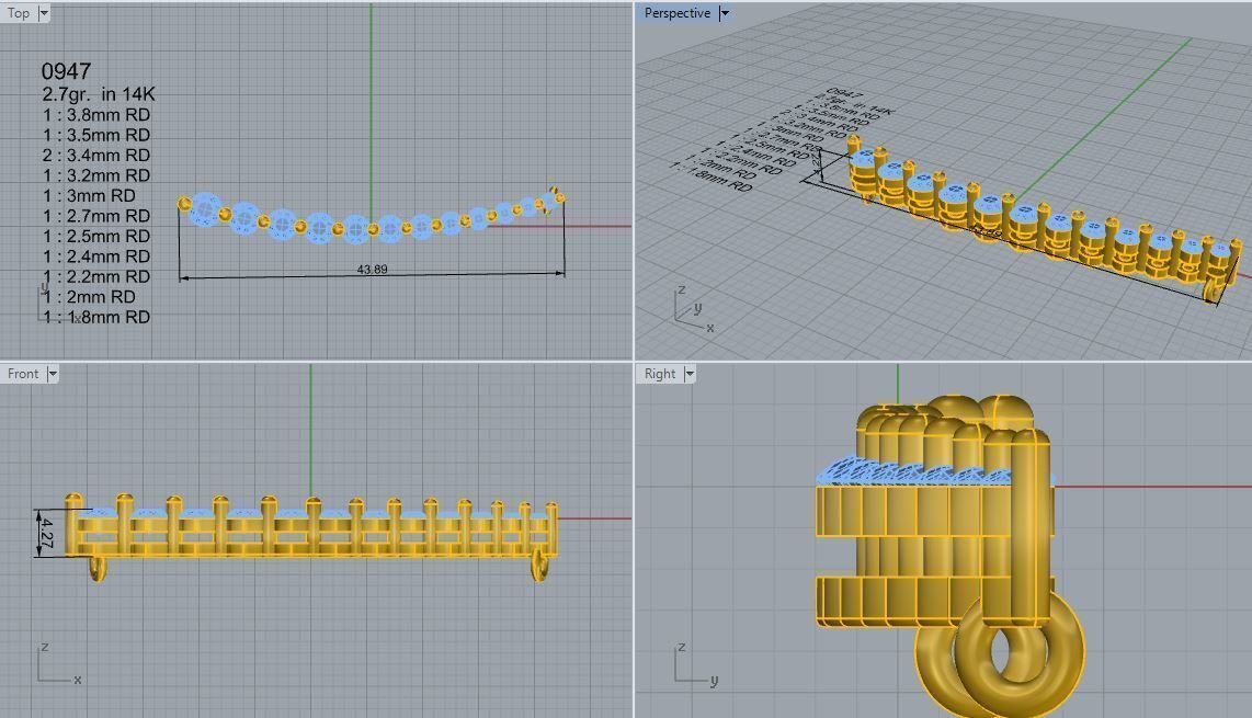 Round Diamond Row Pendant 0947 3D print model_4