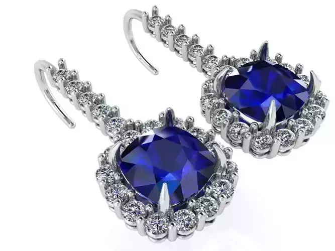 Square Halo Drop Earring 0950