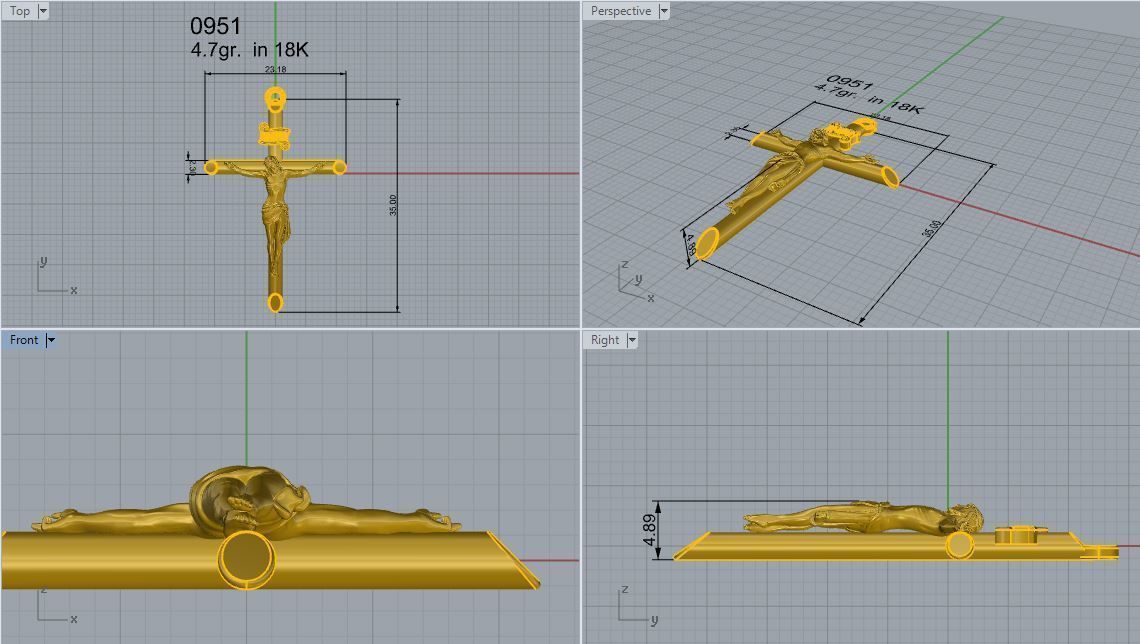 Jesus Cross Pendant 0951 3D print model_4