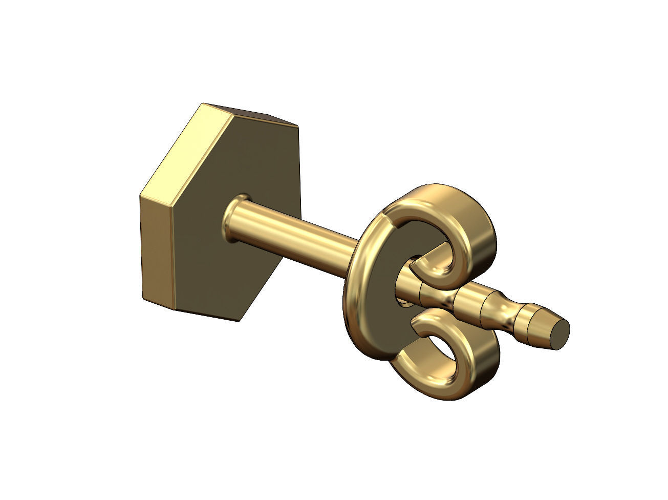 Hexagonal coin stud earring 3D print model_3