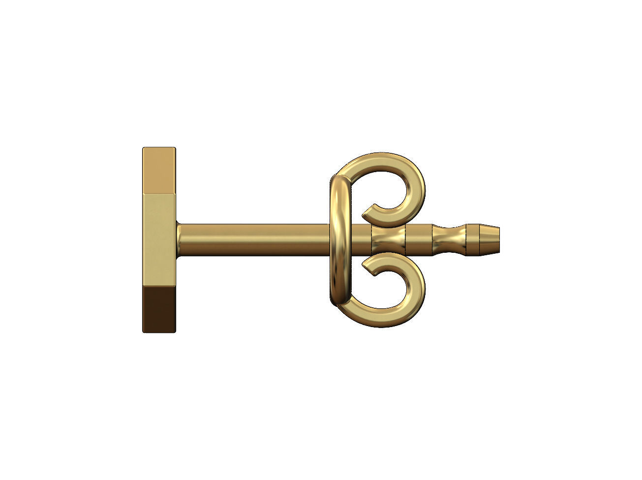 Hexagonal coin stud earring 3D print model_2