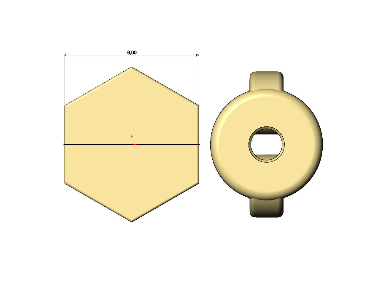 Hexagonal coin stud earring 3D print model_5