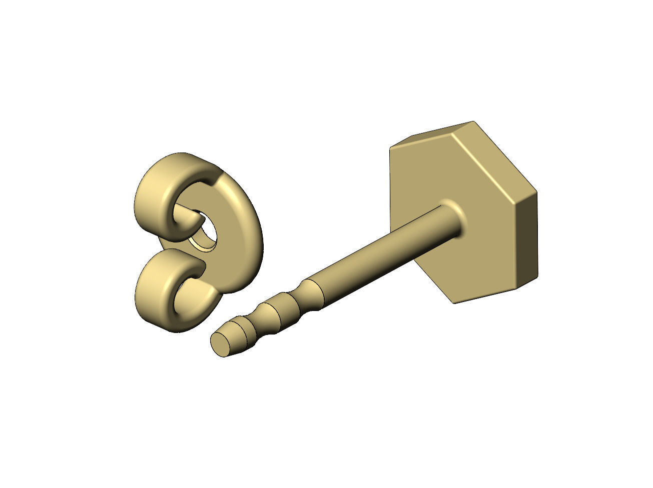 Hexagonal coin stud earring 3D print model_8