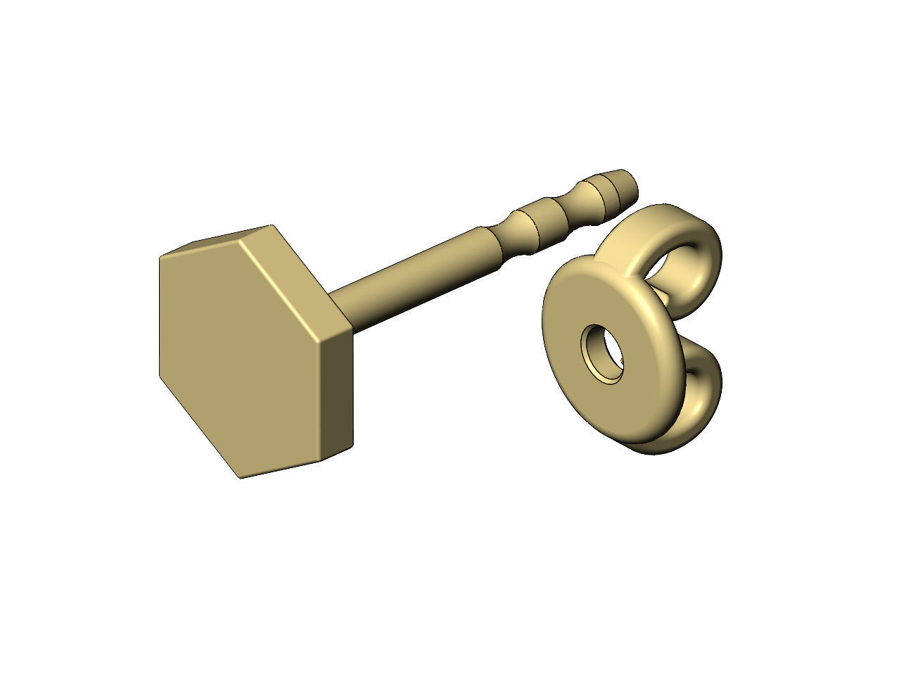 Hexagonal coin stud earring 3D print model_4