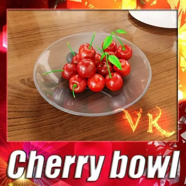 Cherries in Glass Bowl High Res 3D model
