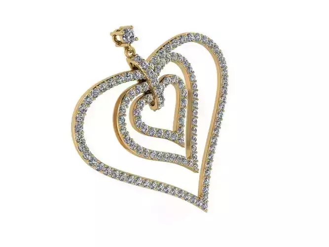 Triple Heart Diamond Pendant 600