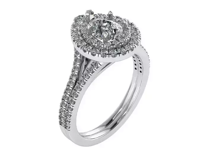 Pear Double Halo Ring 0956