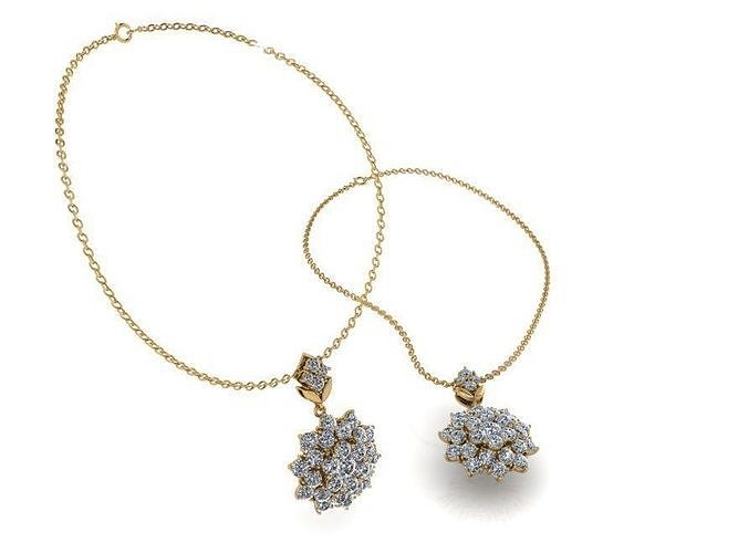 Diamond Floral Pendant 604 3D print model