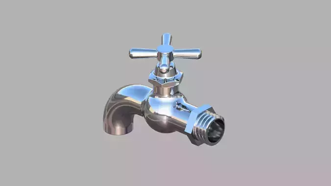 Faucet with cross 3D model