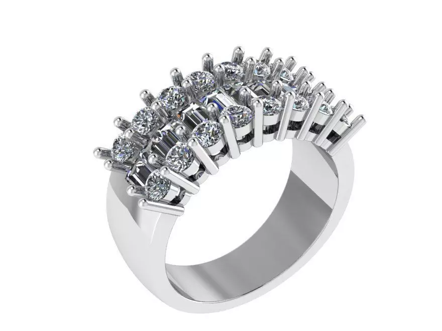 3 Row Diamond Ring 1217 3D print model