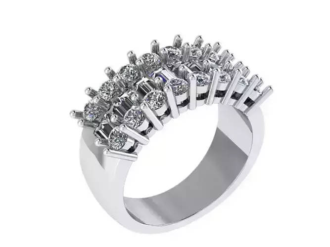 3 Row Diamond Ring 1217