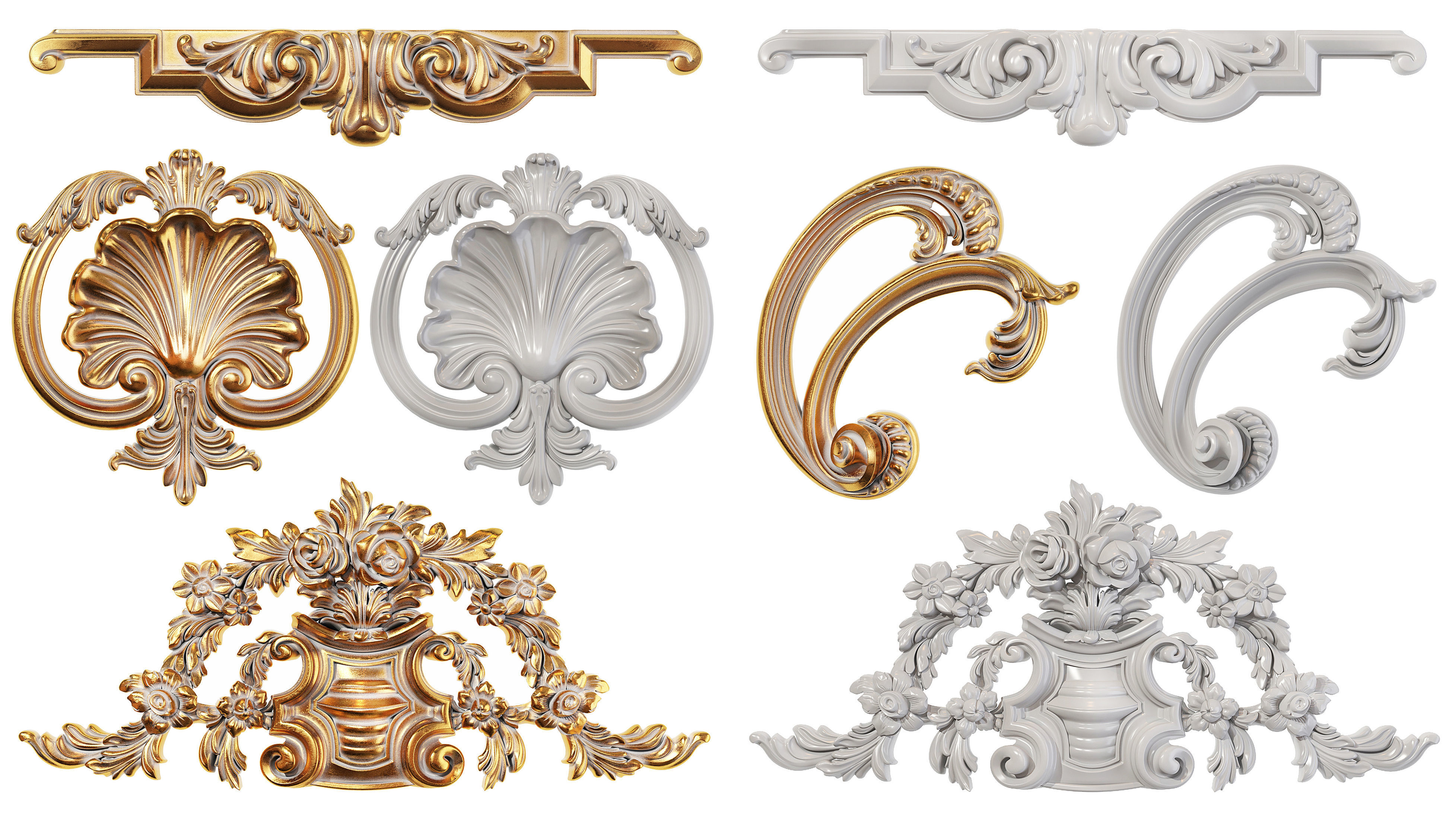 Collection of 40 classic carvings Part 5 3D model_12