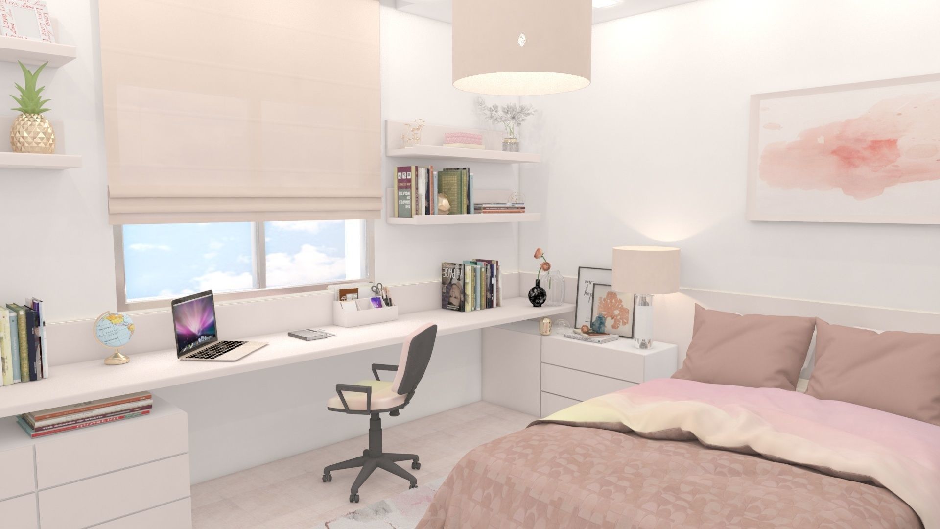 bedroom with furniture and accents 3D model_2