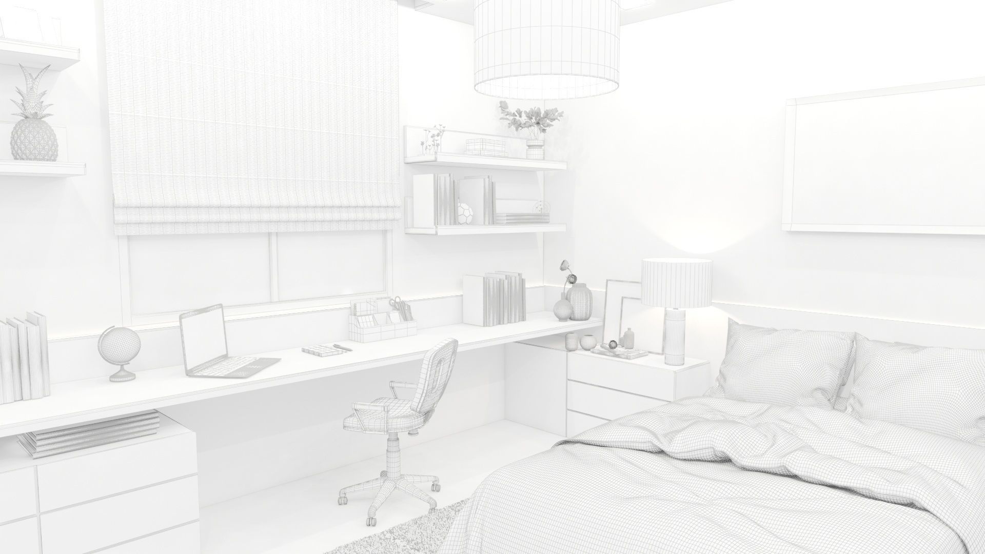 bedroom with furniture and accents 3D model_7