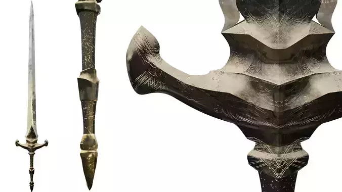Medieval Knight Sword Set Low-poly 3D model