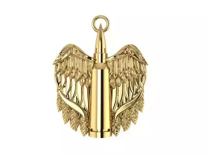 Bullet and Angel Wing Pendant 616