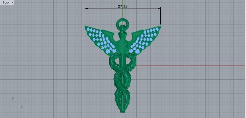 Snake and Wing Pendant 617 3D print model_4